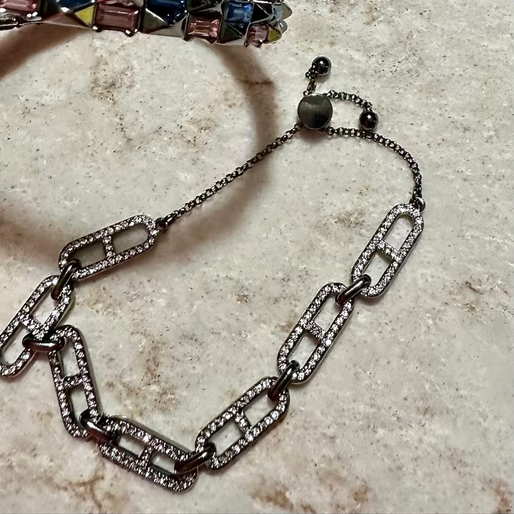 Bomb Party Edgy Bracelet Stack – Hematite Plated, Lab-Created Stones - Picture 2 of 4